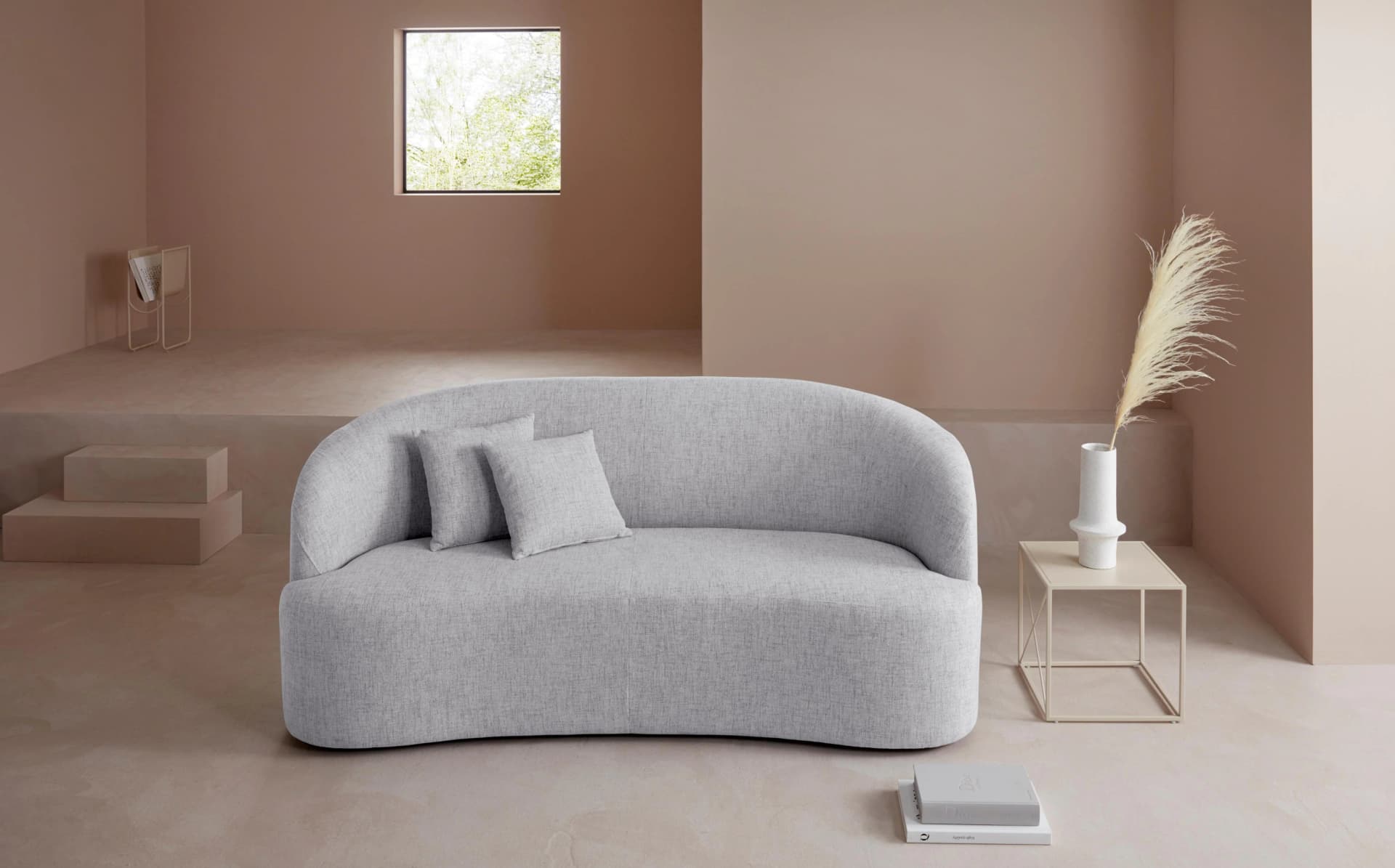 LeGer Home 3-Sitzer Sofa Dilara Grau Polyester