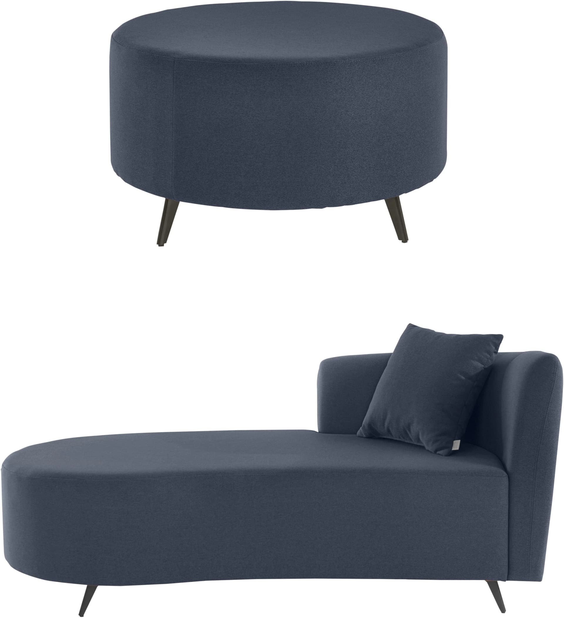 HOME AFFAIRE Recamiere Hulby Dunkelblau mit Hocker