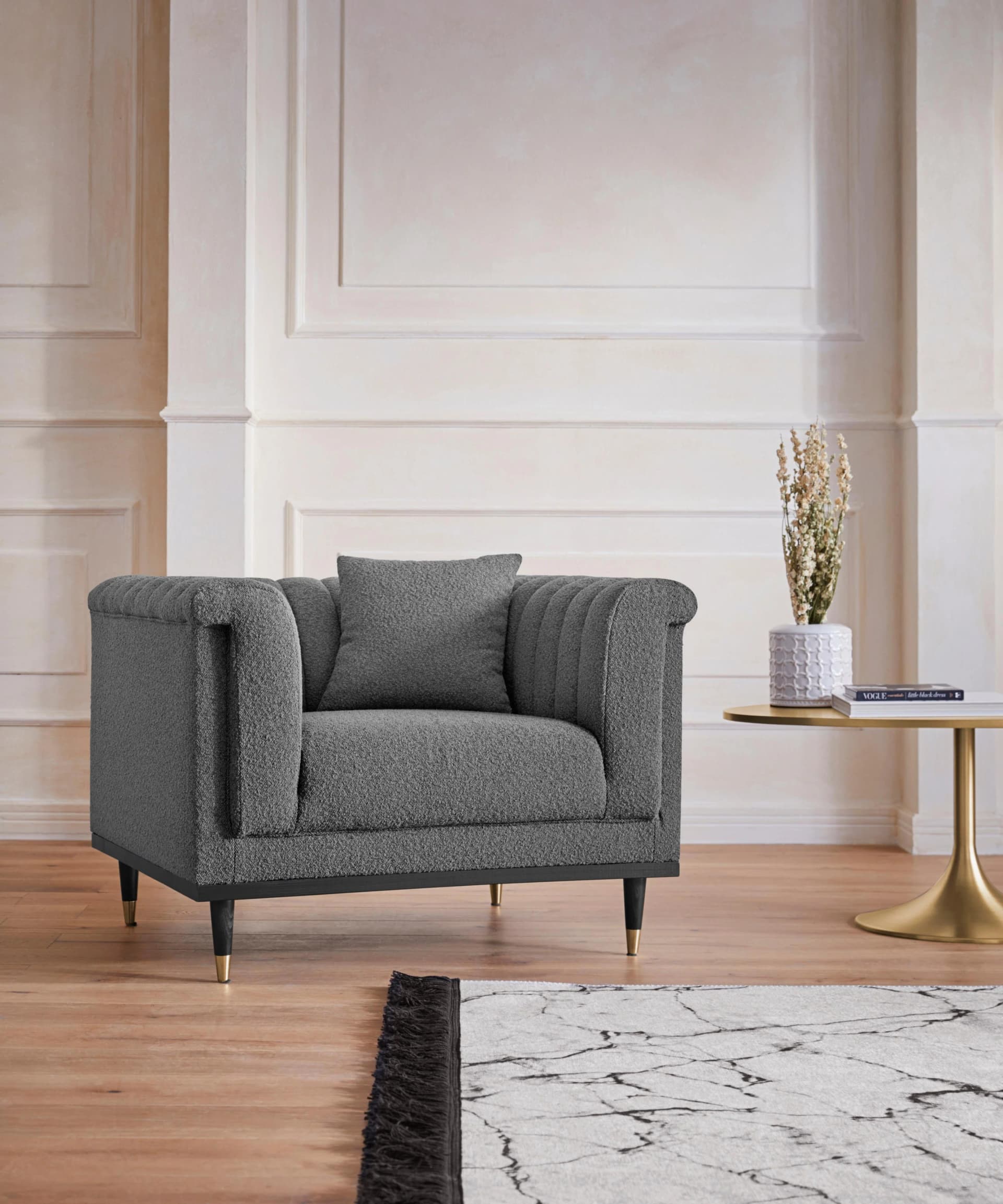 HOME AFFAIRE Chamby New Cocktailsessel Grau Bouclé