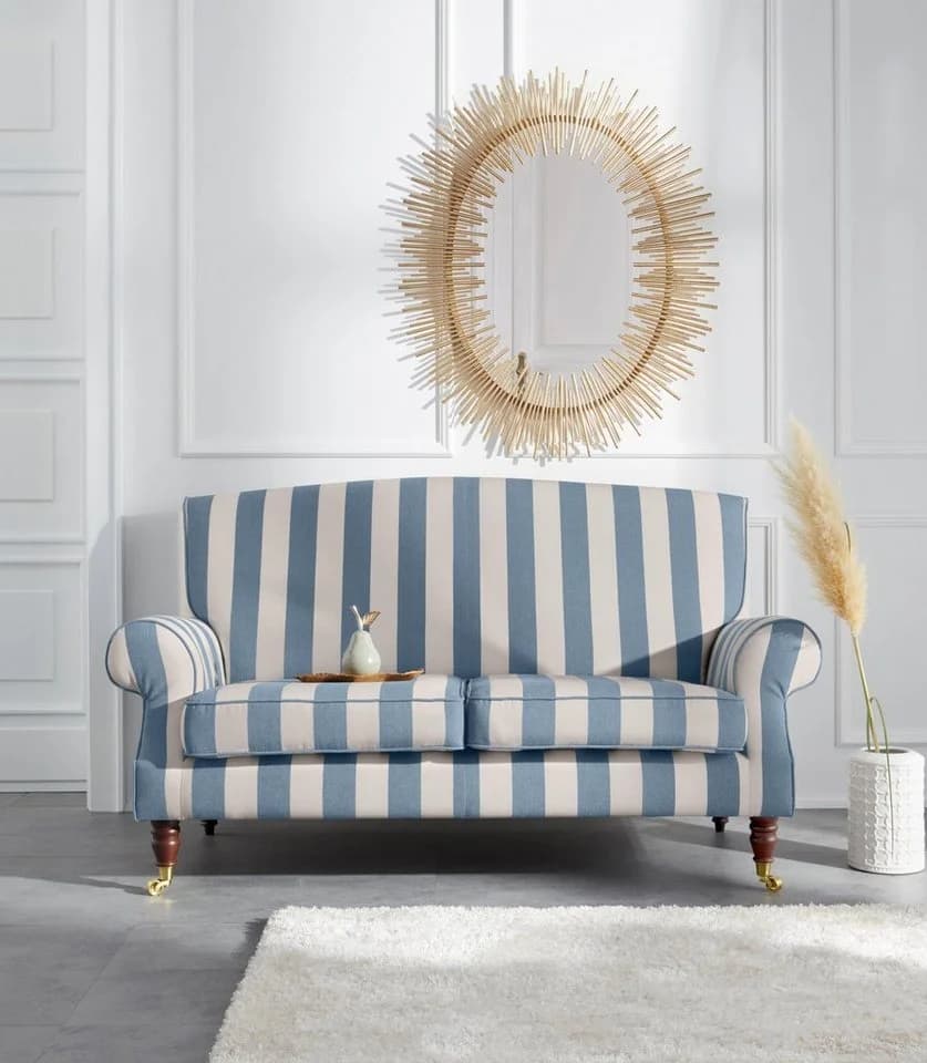HOME AFFAIRE Rennes 2-Sitzer Sofa blau-creme Streifen - Bild 2