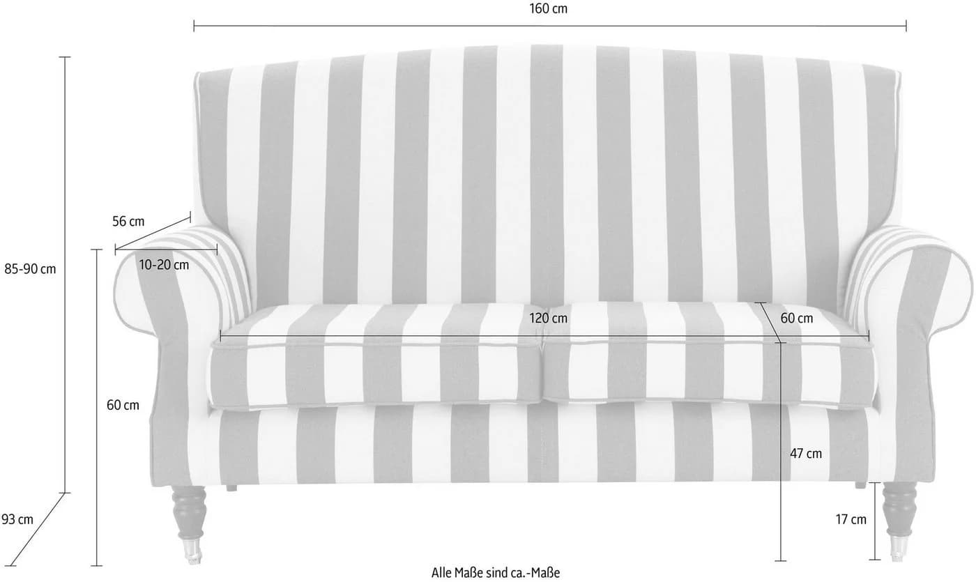 HOME AFFAIRE Rennes 2-Sitzer Sofa blau-creme Streifen - Bild 5