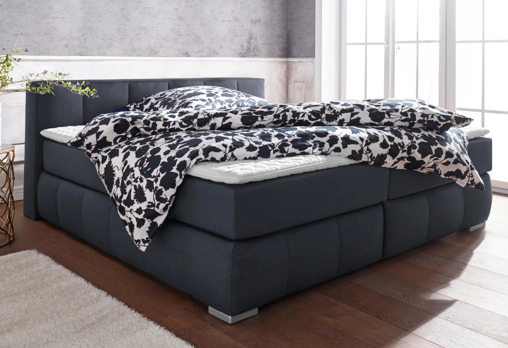 Home Affaire Boxspringbett Chelles Grau Polyester