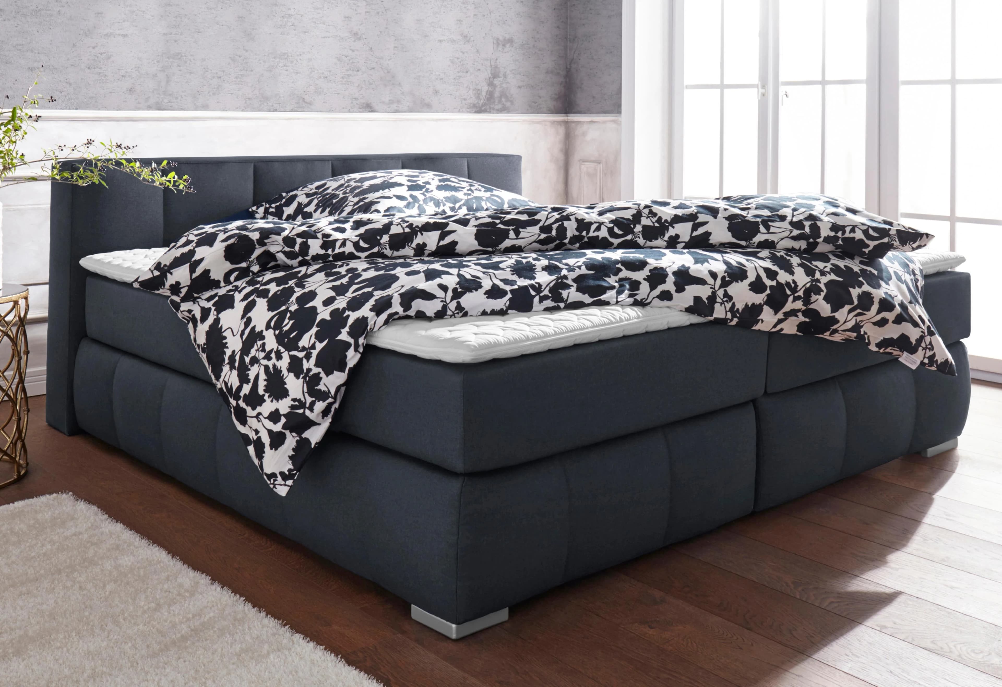 Home Affaire Boxspringbett Chelles Grau Polyester