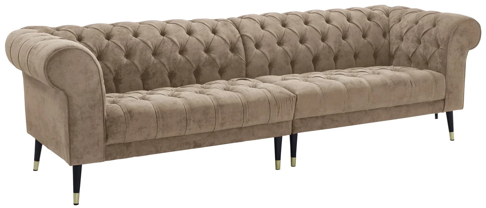 HOME AFFAIRE Chesterfield-Sofa Tinnum Beige Luxus-Microfaser Vintageoptik
