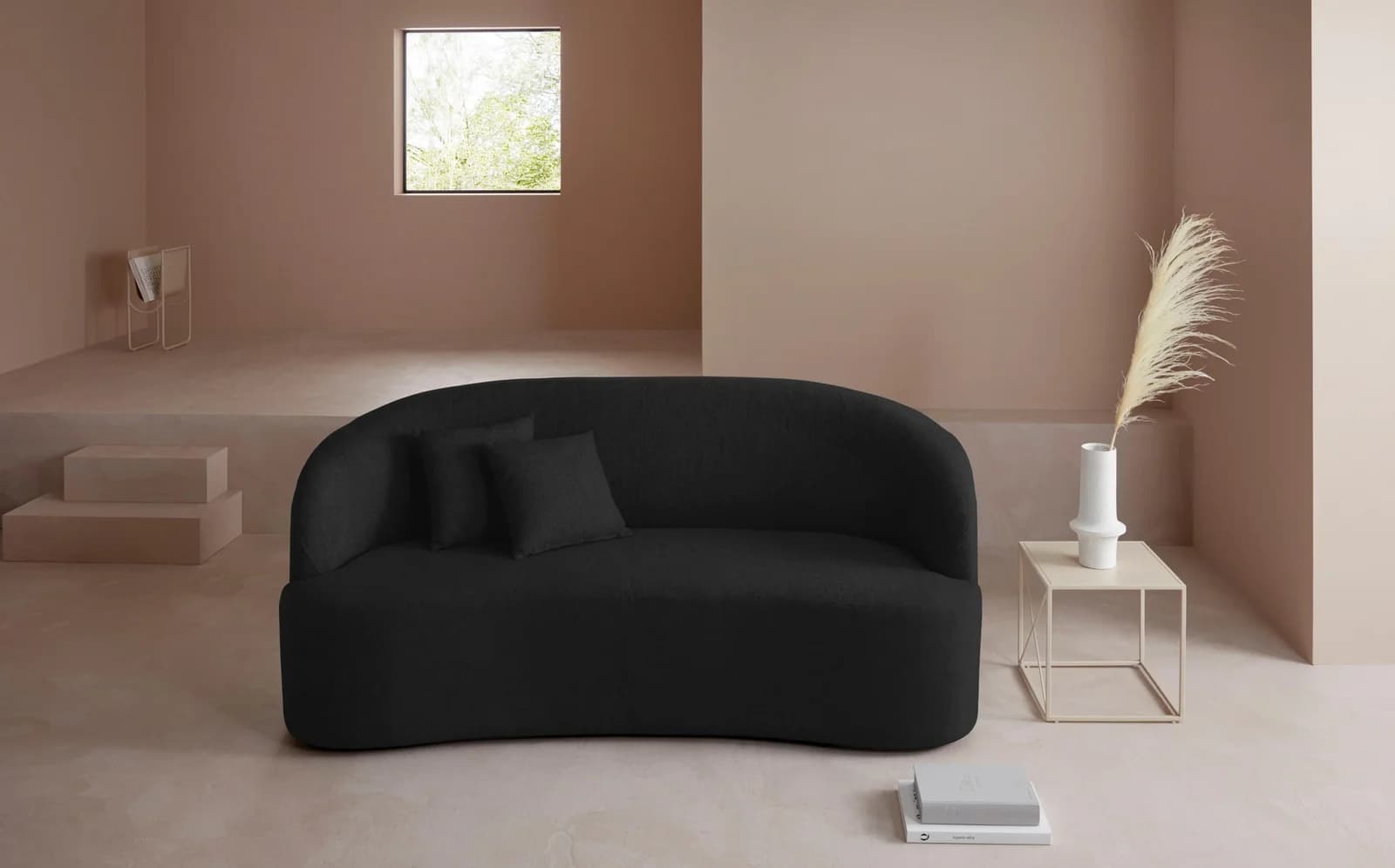LeGer Home 3-Sitzer Sofa Dilara Schwarz Polyester