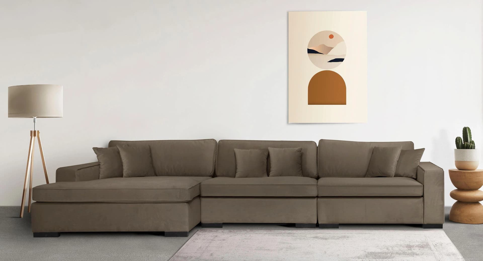 HOME AFFAIRE Skara XXL L-Form Sofa-Eckelement Taupe Polyester