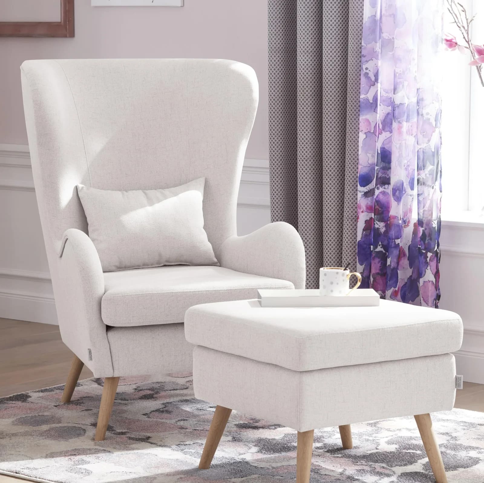 HOME AFFAIRE Sessel Salla Creme mit Hocker Polyester