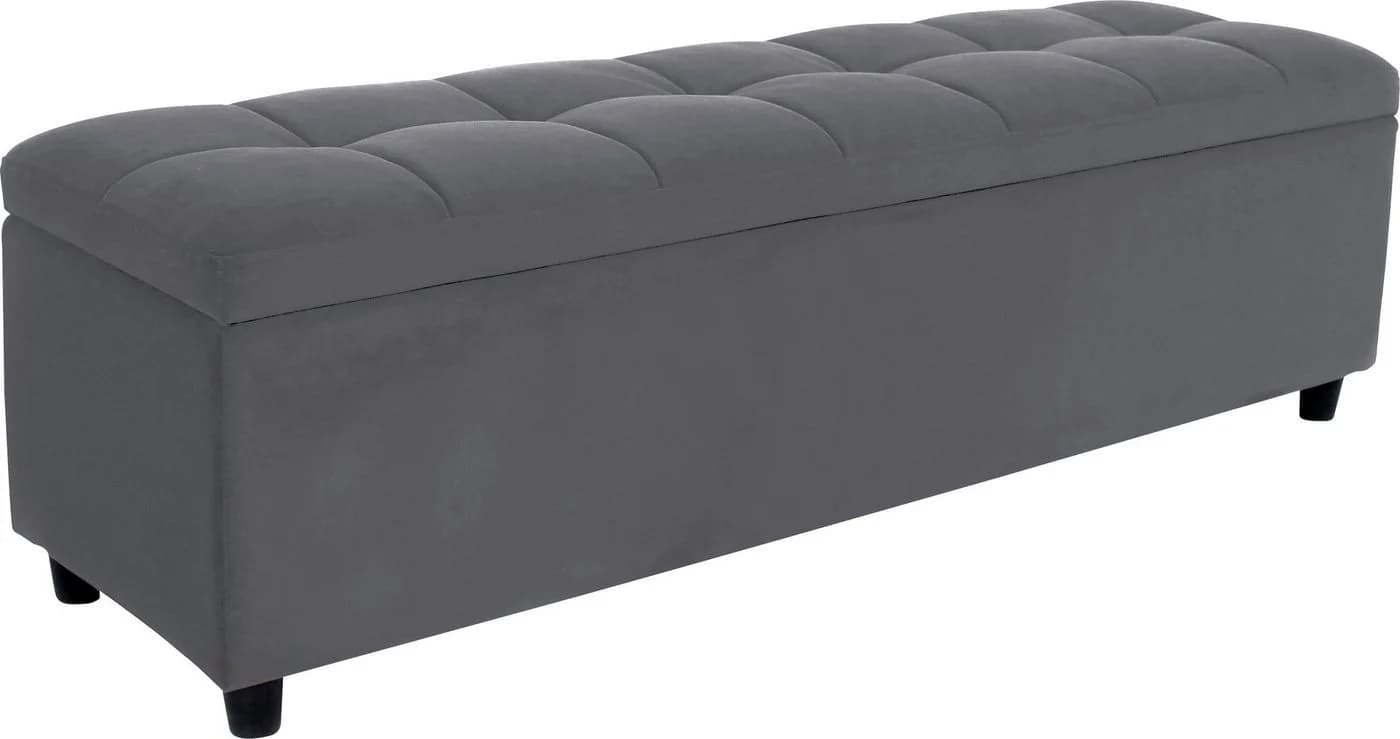 Bettbank Abgesteppt Grau mit Stauraum und Soft-Close - Bild 2