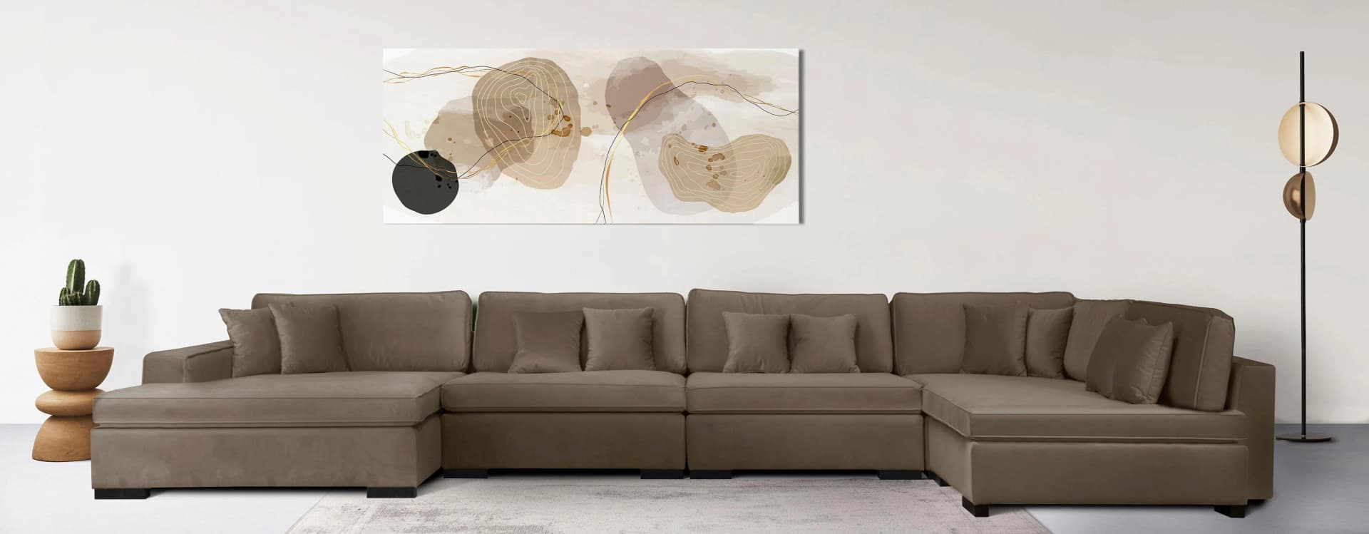 HOME AFFAIRE Skara XXL U-Form Wohnlandschaft Taupe Samtoptik