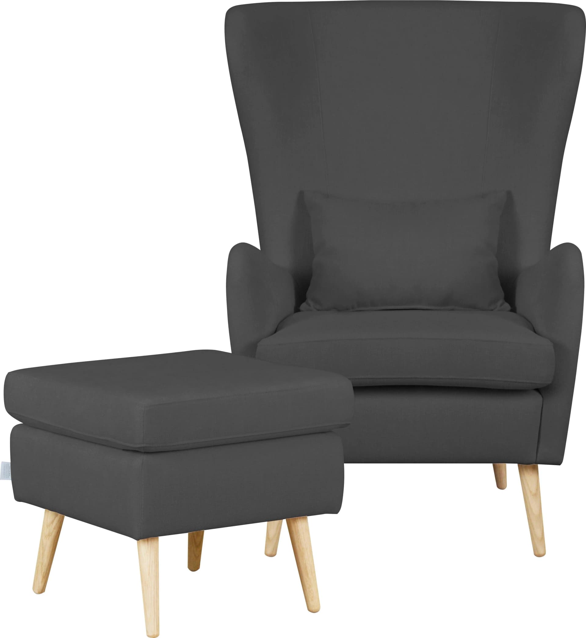 HOME AFFAIRE Sessel Sallito mit Hocker Grau Struktur