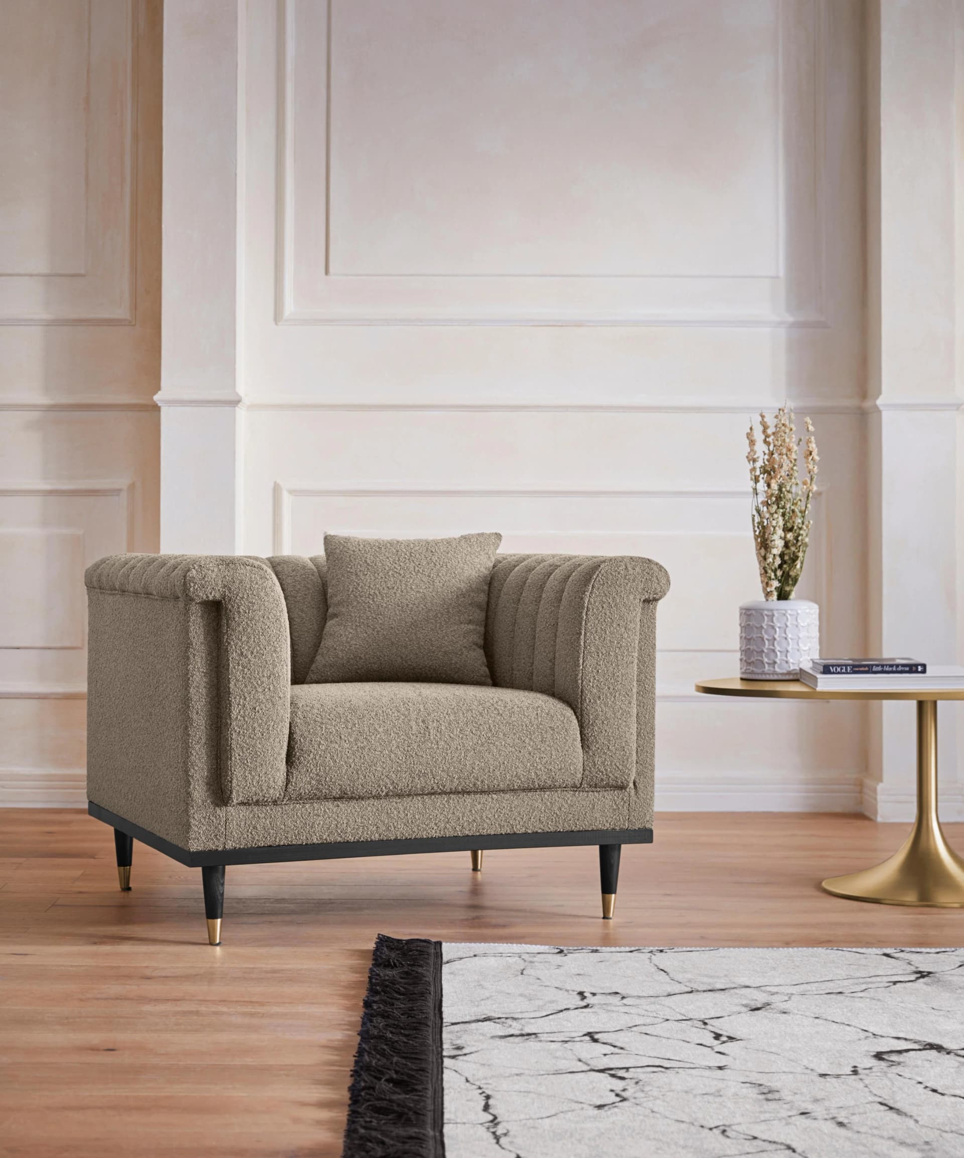 HOME AFFAIRE Chamby New Cocktailsessel Beige Bouclé