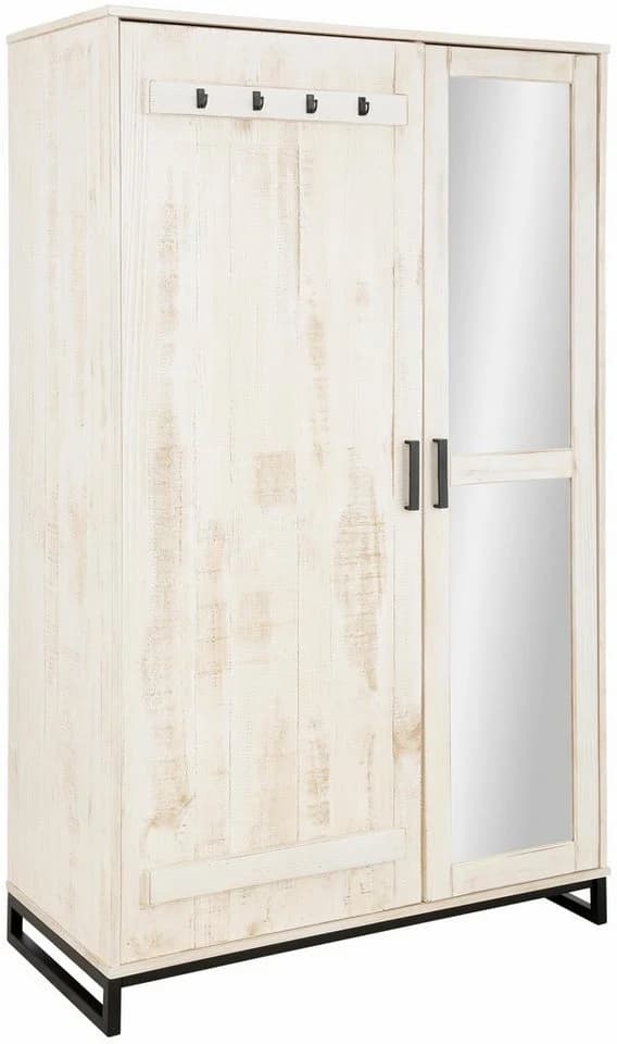 OTTO HOME Santos Garderobenschrank Weiß Massivholz mit Spiegel - Bild 2