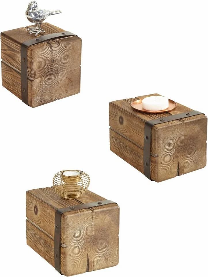 Wandregal HOME AFFAIRE Holzpfeiler Braun Wandmontage