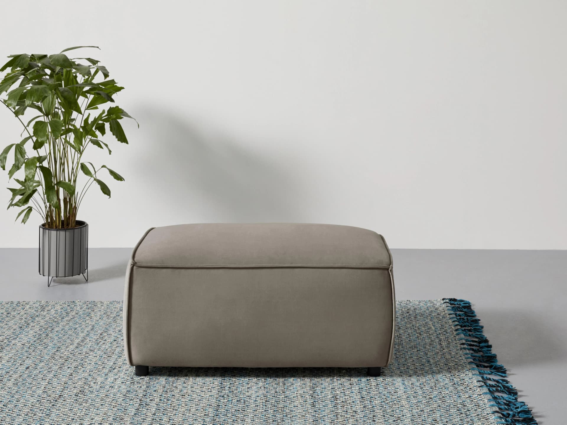 Home Affaire Polsterhocker Marva Taupe Samtvelours