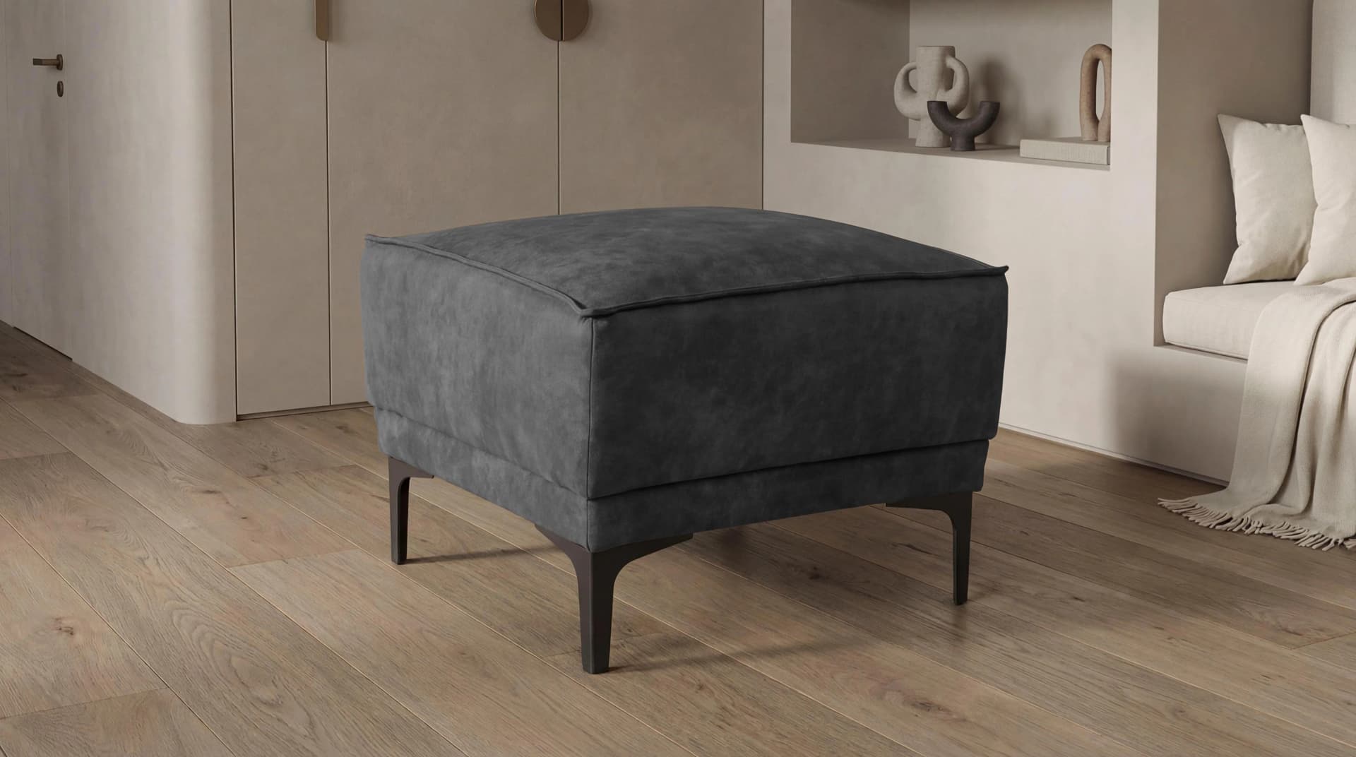 OTTO HOME Polsterhocker Oland Anthrazit Microfaser
