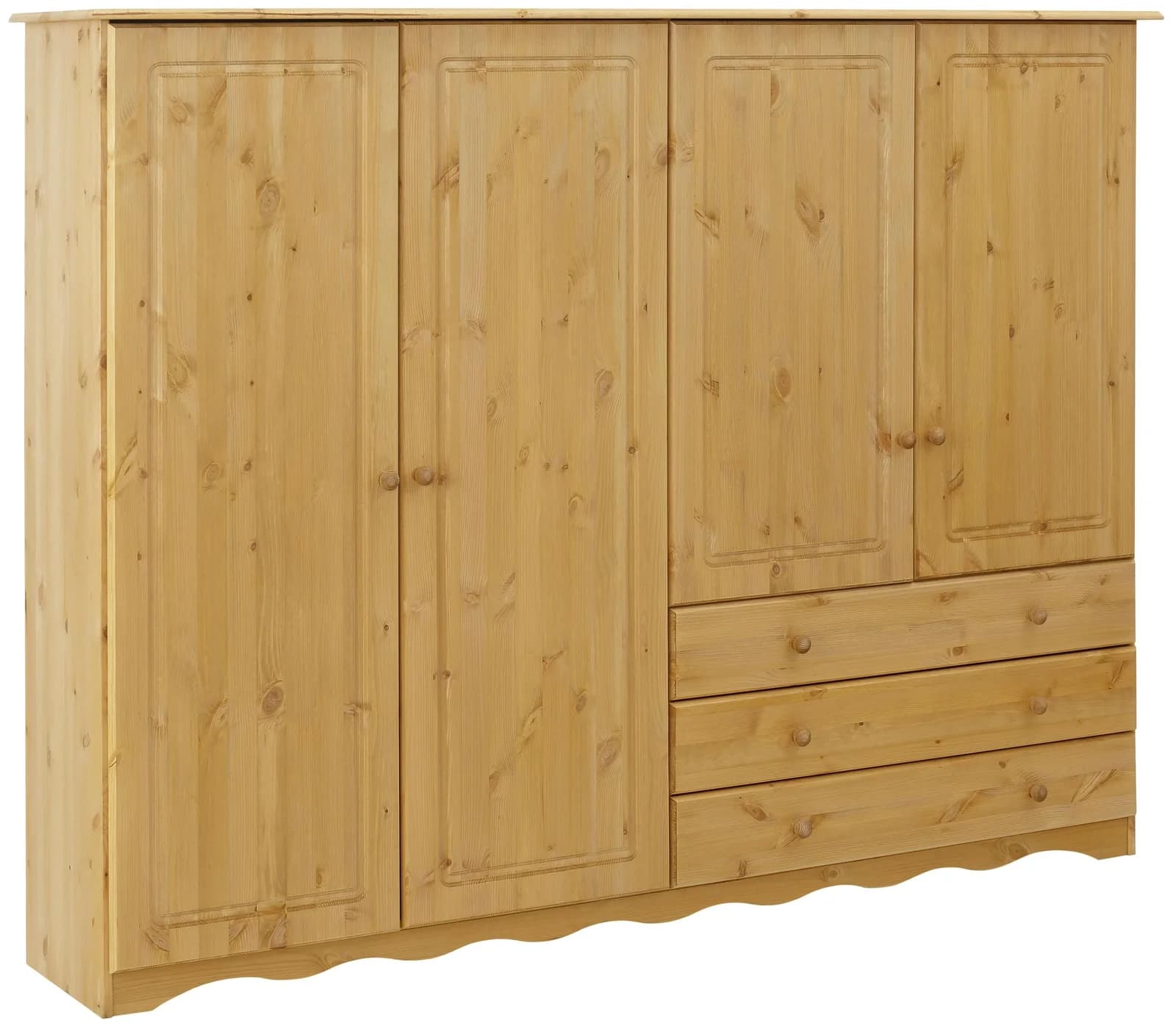HOME AFFAIRE Wäscheschrank Minik Massivholz Beige 4 Türen