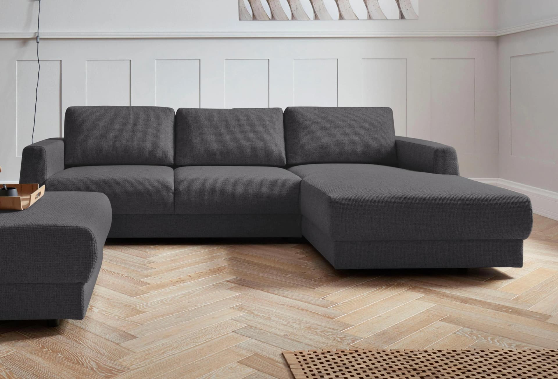 OTTO HOME Ecksofa Hobro L-Form Anthrazit Microfaser