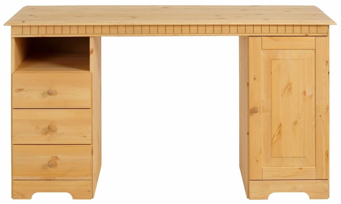 HOME AFFAIRE Schreibtisch Lisa Beige Massivholz mit Schubkästen - Bild 3