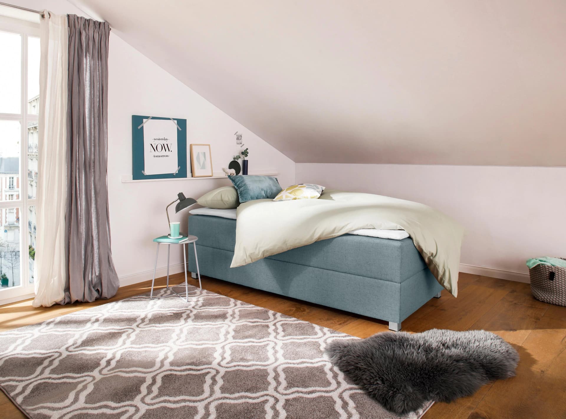 Boxbett HOME AFFAIRE Alexis Petrol mit Bettkasten