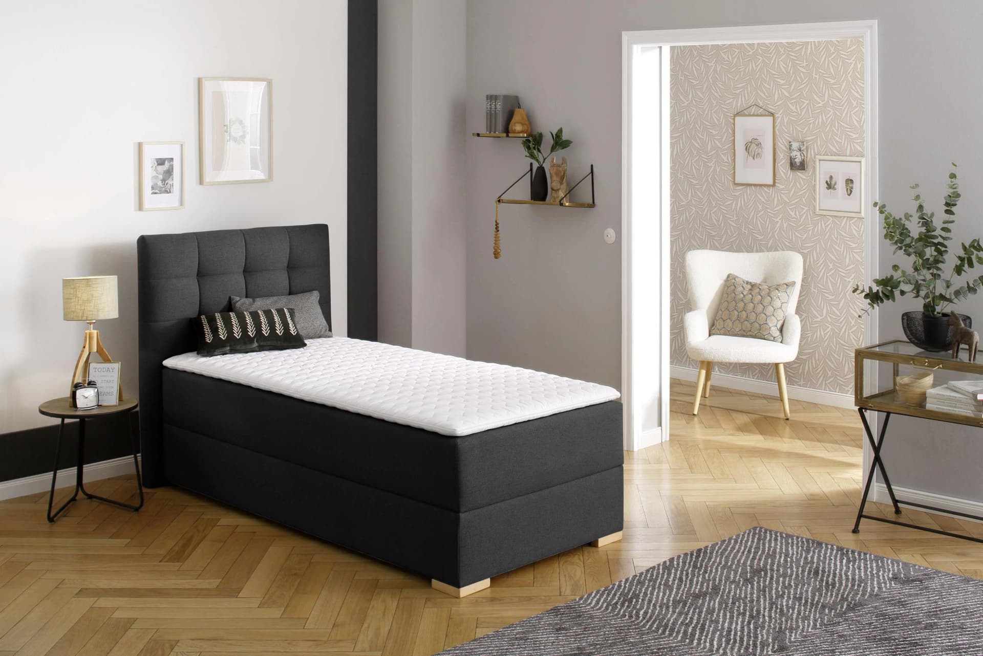 Home Affaire Boxbett Olivet mit Bettkasten Anthrazit