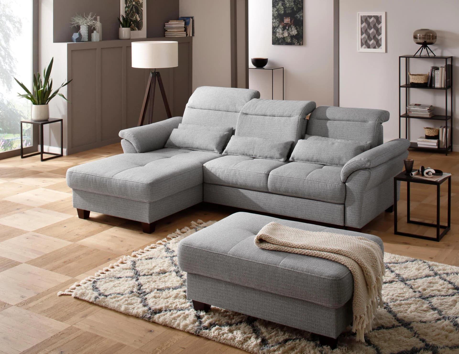 HOME AFFAIRE Hocker Solvei Silber mit Stauraum