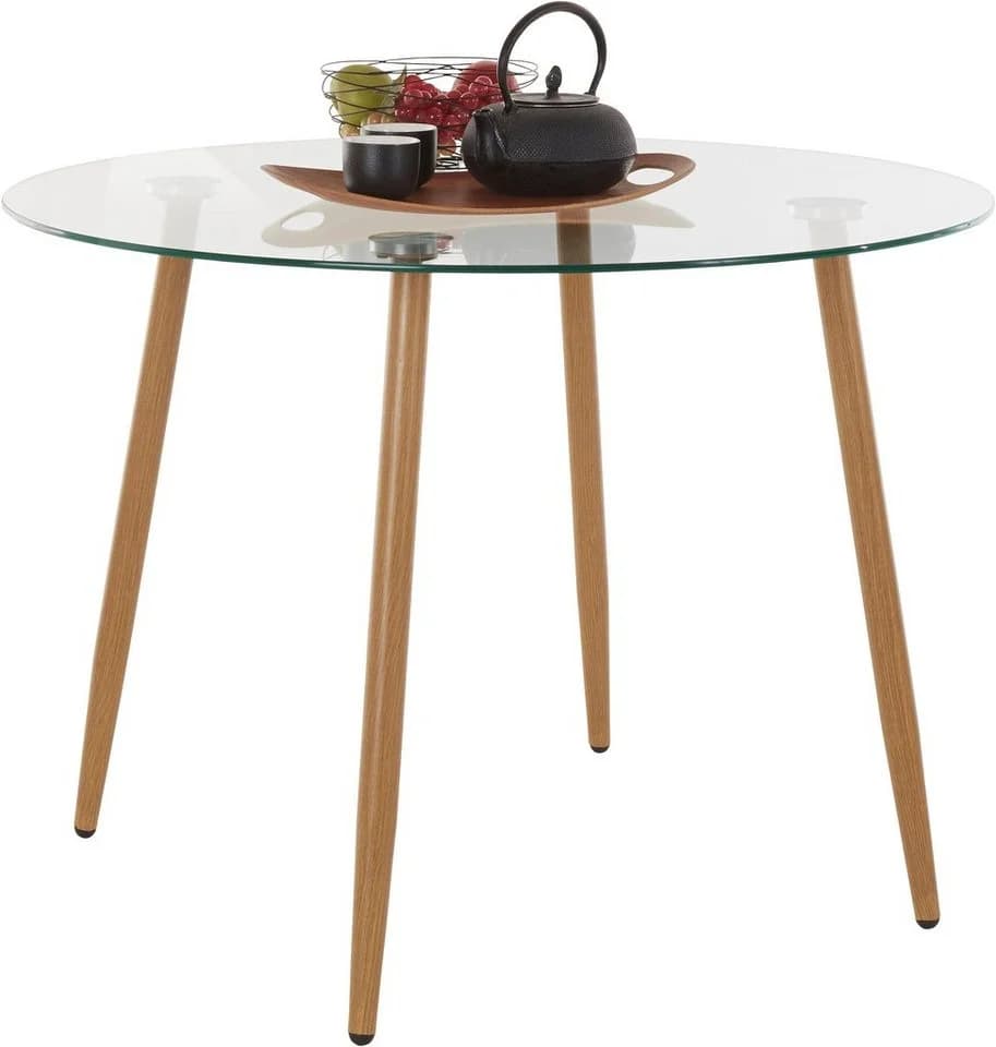 Glastisch OTTO HOME Miller Rund 100cm Braun Glas Eichefarben