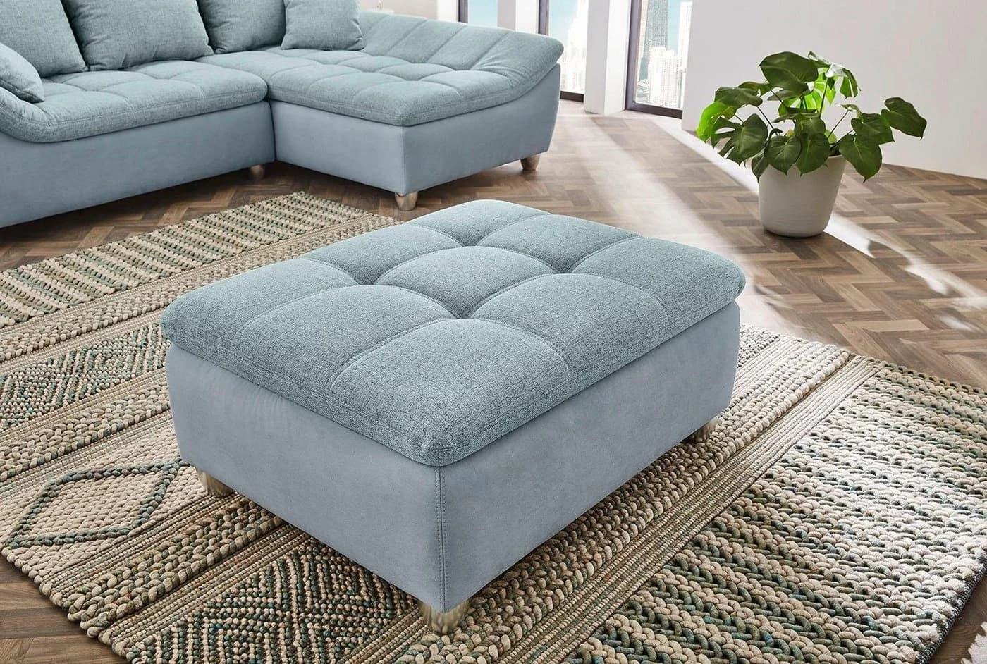 Jockenhöfer Hocker Genua türkis-blau Microfaser - Bild 2