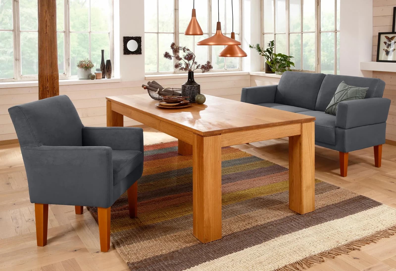 Home Affaire Sofa Fehmarn Grau 2-Sitzer Microfaser