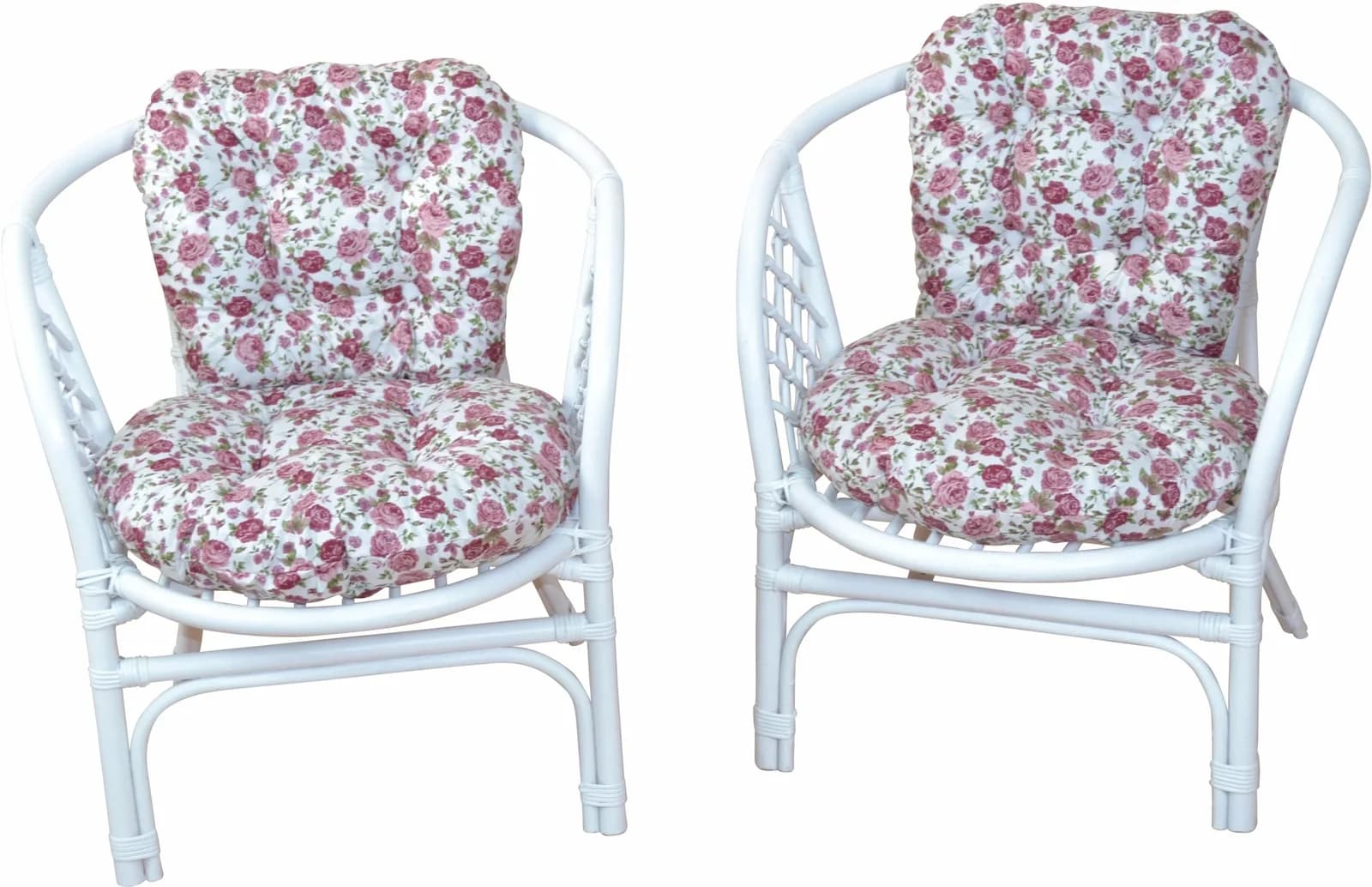 Home Affaire Rattansessel 2er Set Weiß mit Röschenmuster Polster