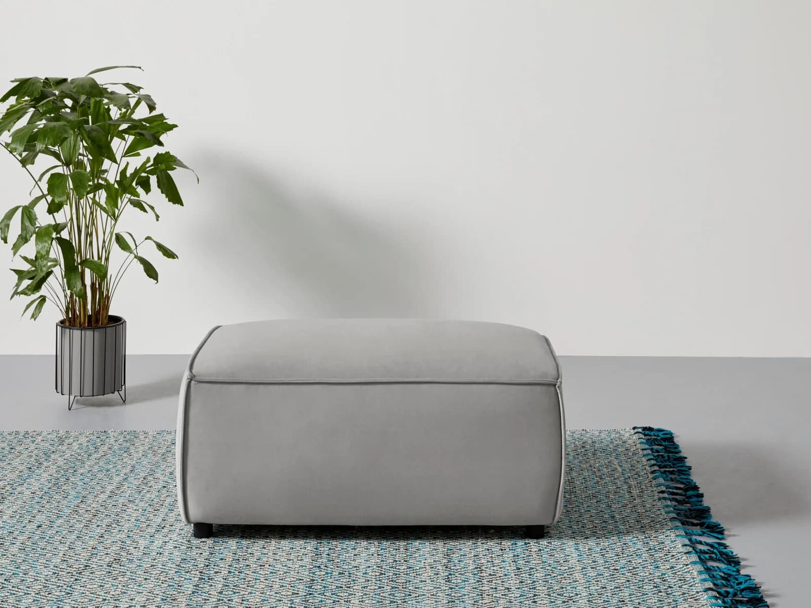 Home Affaire Polsterhocker Marva Grau Samtvelours