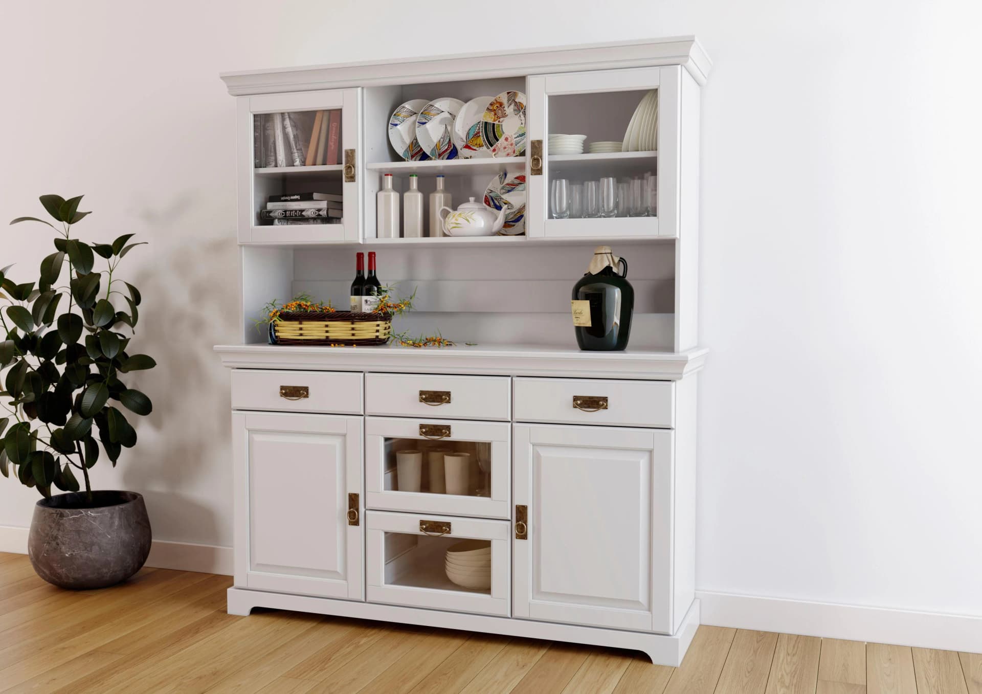 OTTO HOME Buffet Rügen Weiß Massivholz Landhausstil