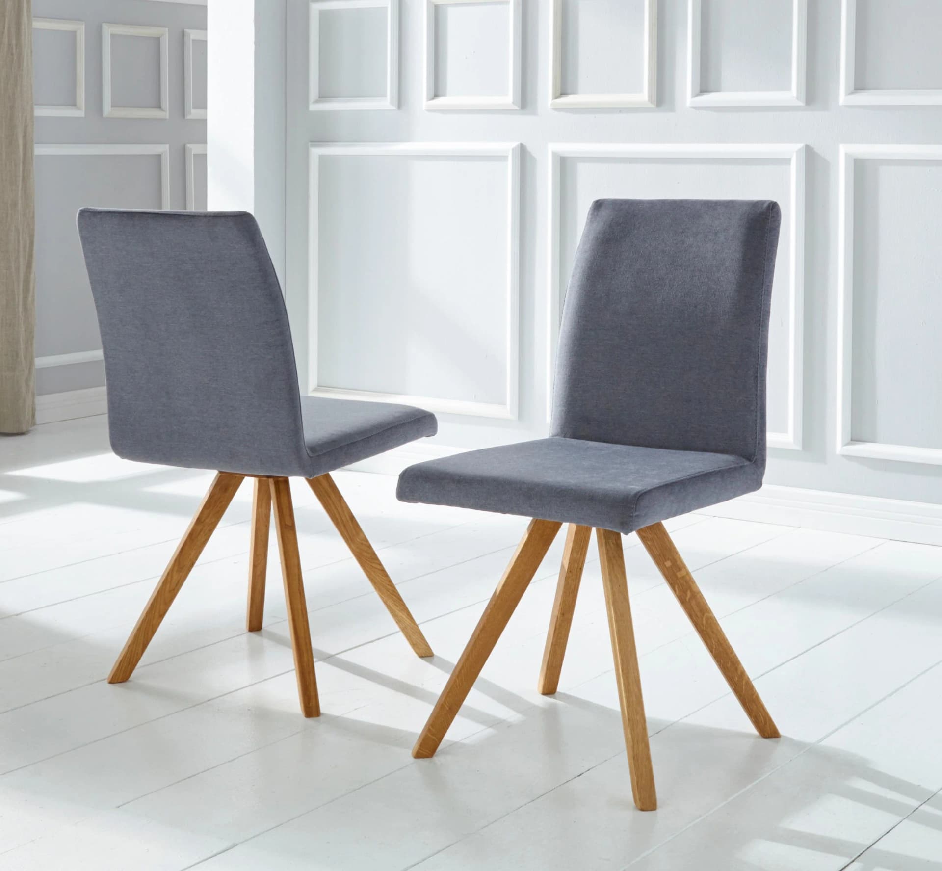 HOME AFFAIRE Schalenstuhl Rio 2-tlg. Graublau Eiche Geölt
