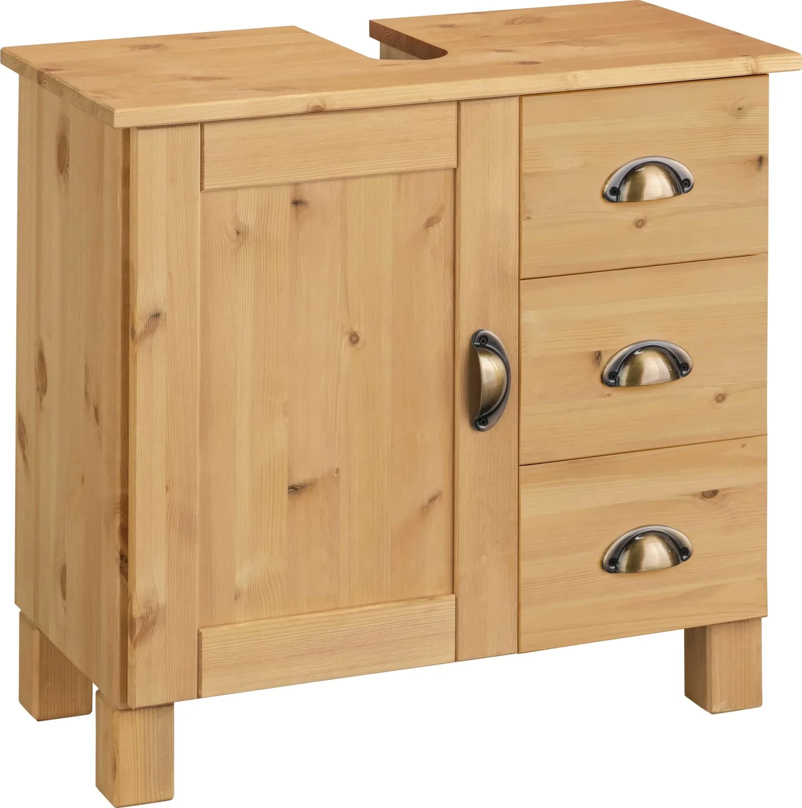 Home Affaire Oslo Waschbeckenunterschrank Beige Massivholz 60cm
