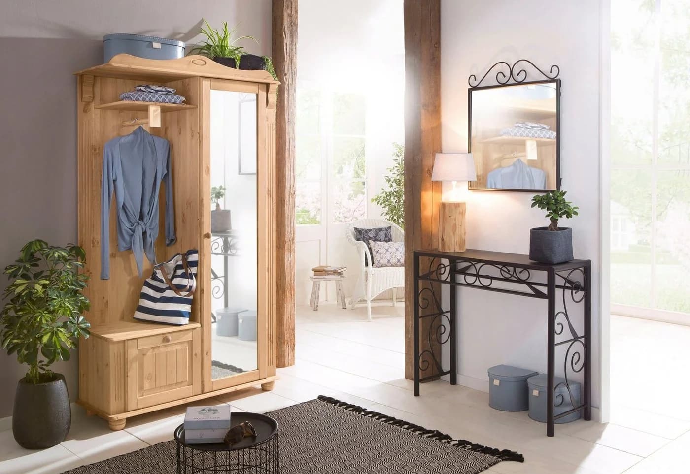 OTTO HOME Adele Kompaktgarderobe Beige Natur Massivholz Kiefer