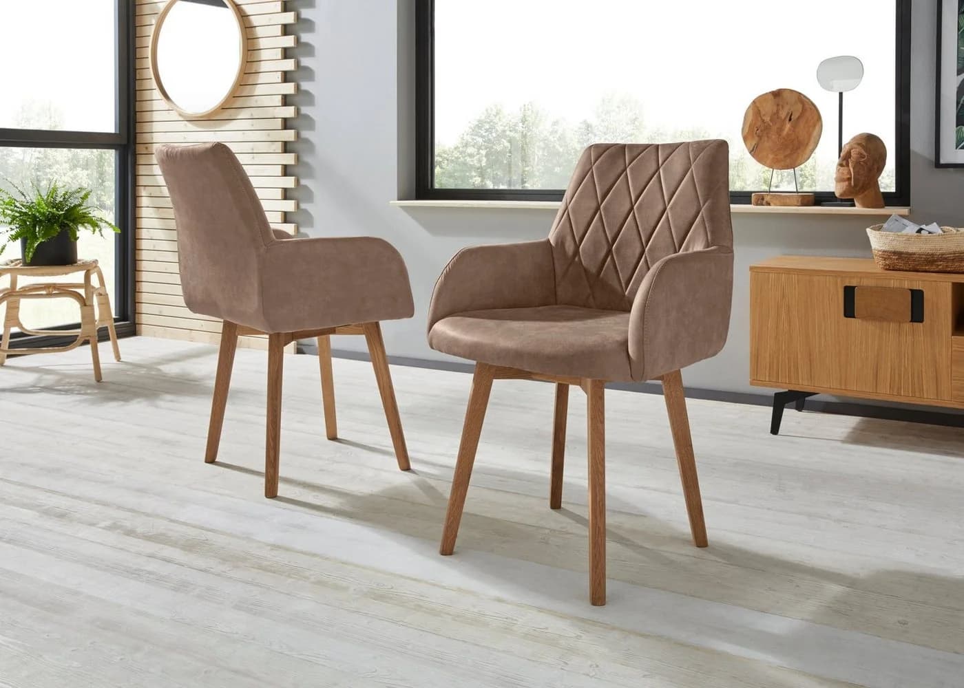 OTTO HOME Esszimmerstuhl Brest Taupe Eiche Massivholz - Bild 2