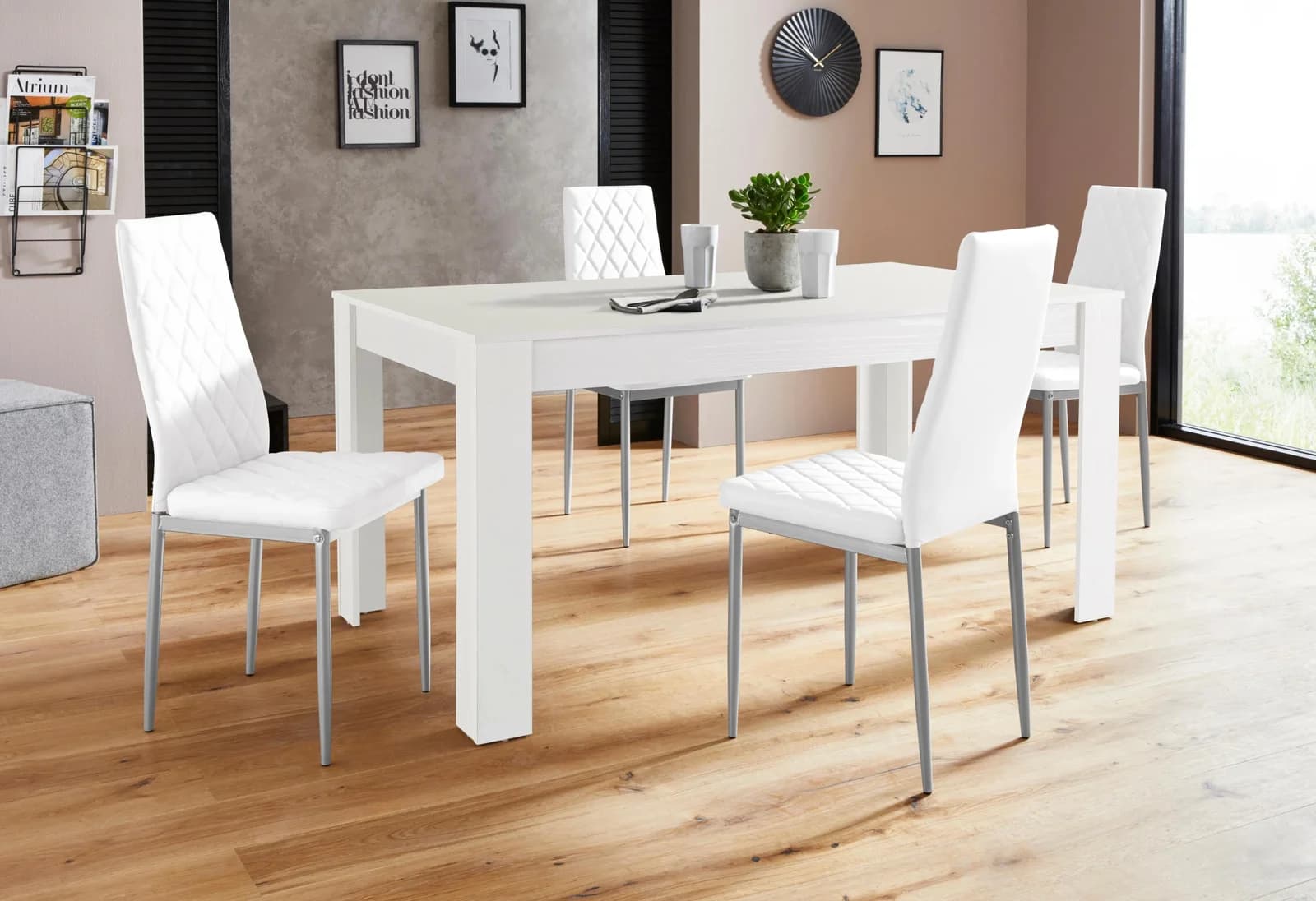 OTTO HOME Essgruppe Lynn160/Brooke Weiß Tisch mit 4 Stühlen