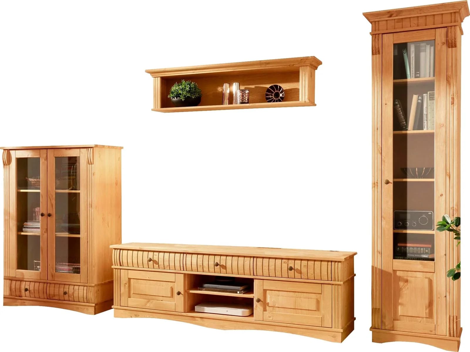 Wohnwand OTTO HOME Teresa 3-teilig Beige Geölt Massivholz