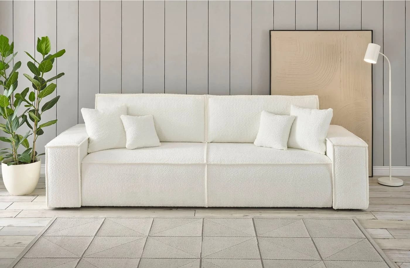OTTO HOME Schlafsofa FINNLEY 3-Sitzer Weiss mit Bettkasten - Bild 2