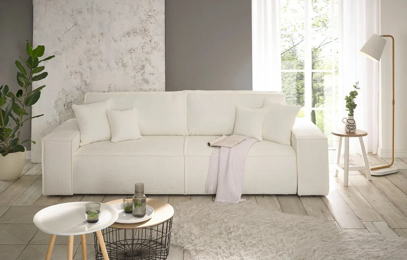 OTTO HOME Schlafsofa FINNLEY 3-Sitzer Weiss mit Bettkasten - Bild 5
