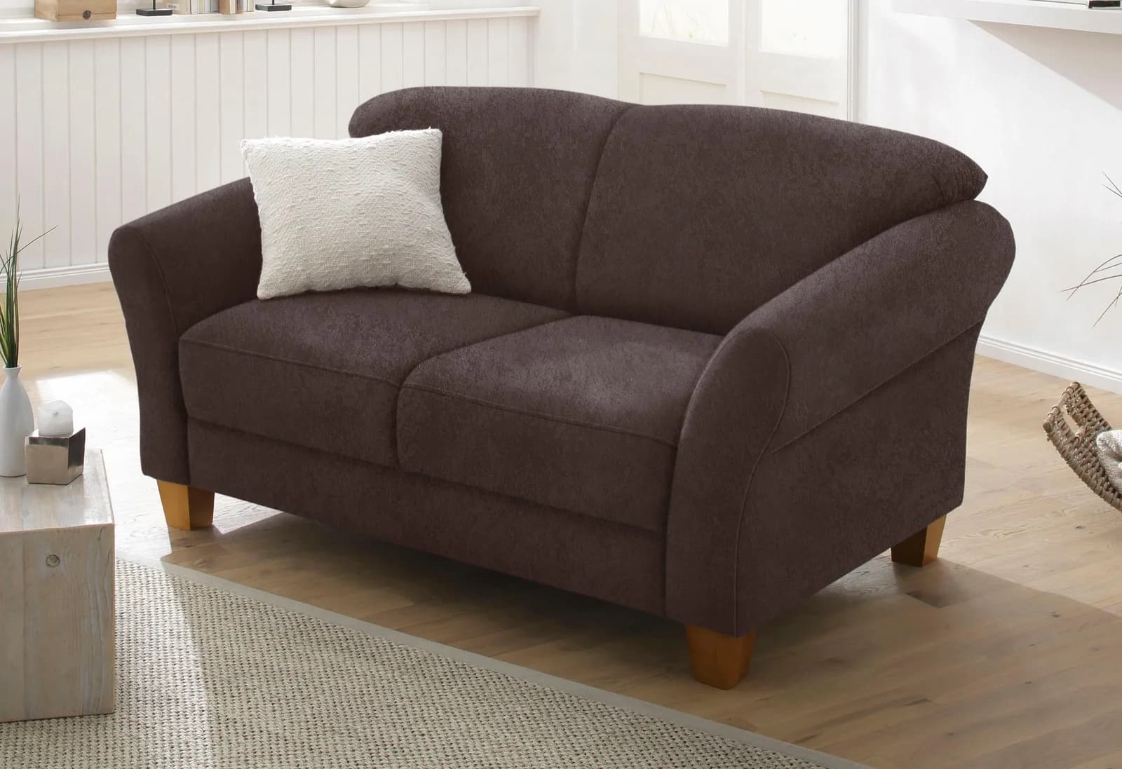Home Affaire Sofa Gotland 2-Sitzer Dunkelbraun Luxus-Microfaser