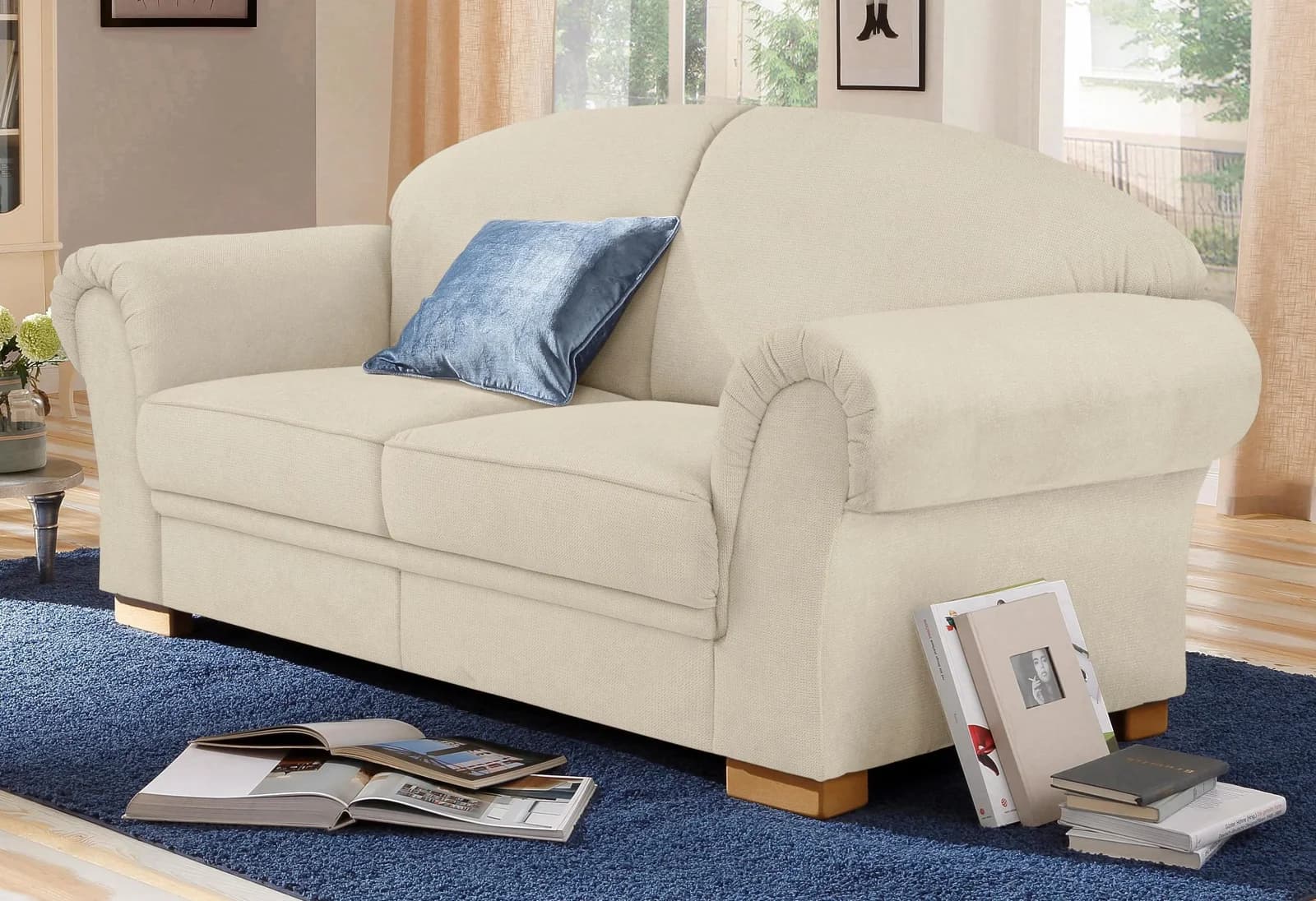 HOME AFFAIRE 2-Sitzer Sofa Amrum Chenille Creme Landhaus-Stil