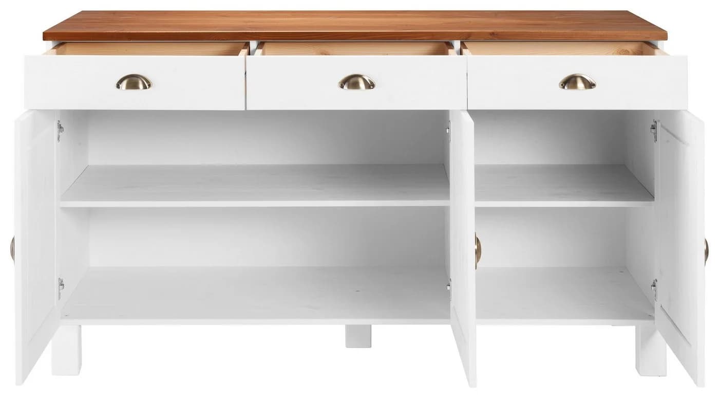 HOME AFFAIRE Oslo Unterschrank 150cm Massivholz Kiefer Beige/Gelb - Bild 3