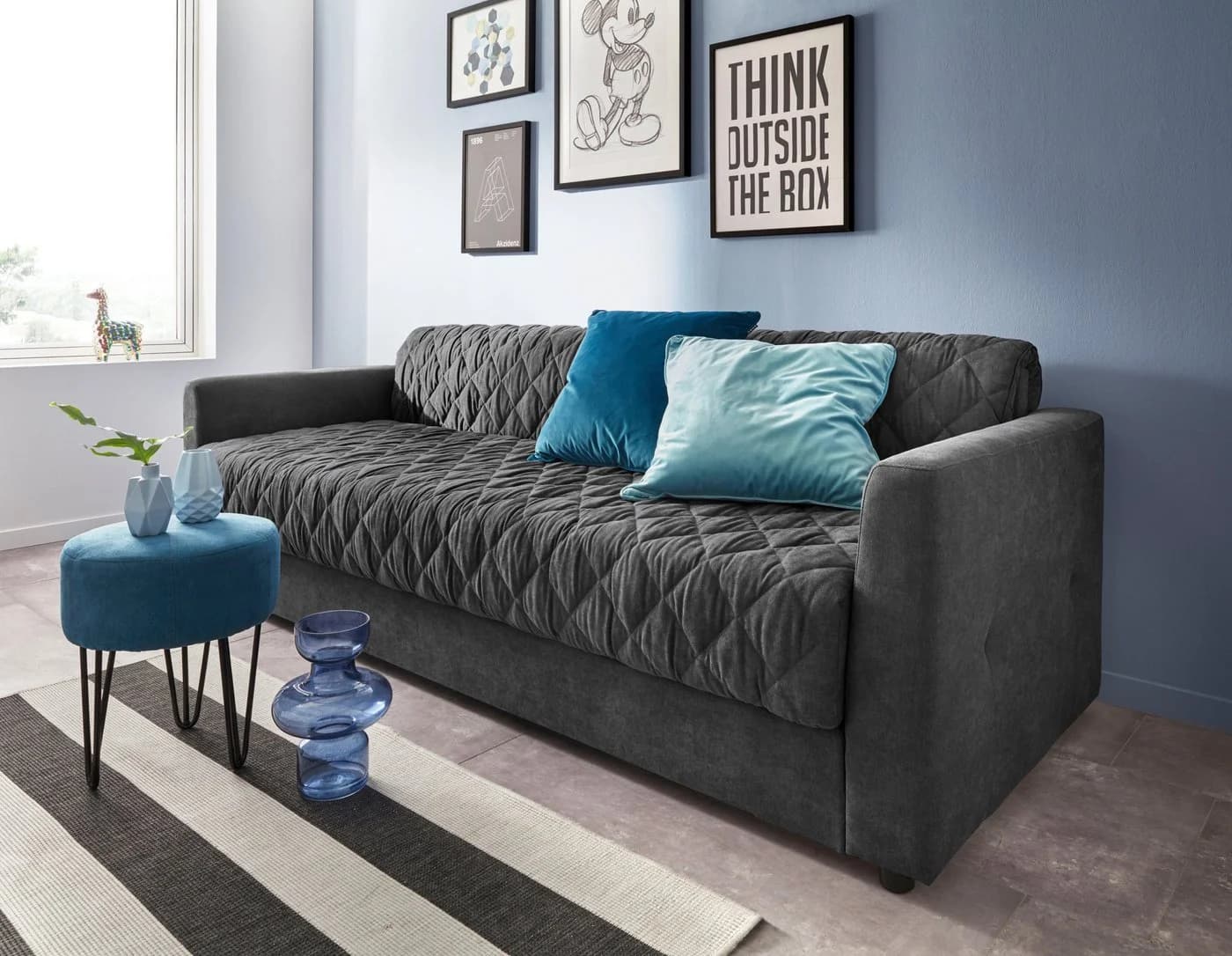 HOME AFFAIRE Schlafsofa Kelly Dunkelgrau mit Federkern und Topper - Bild 4