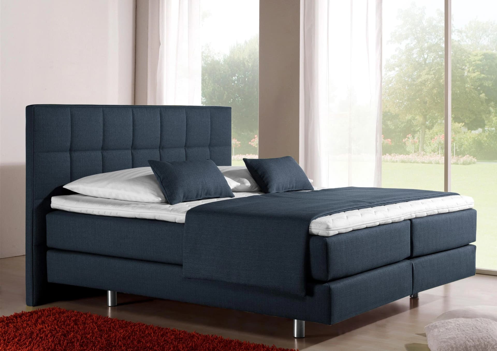 Home Affaire Boxspringbett Neon Blau Strukturstoff 7-Zonen-Matratze
