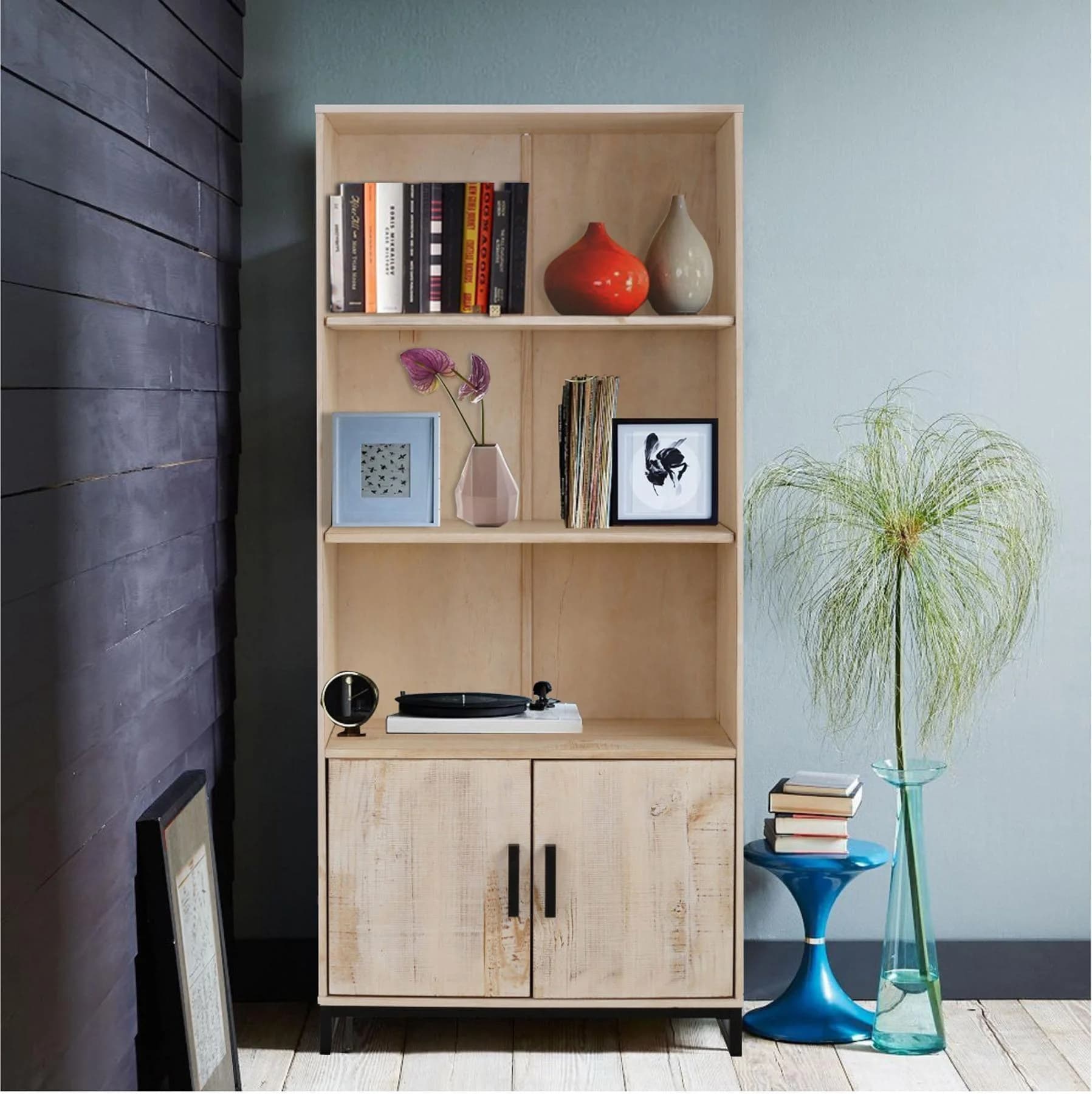 OTTO HOME Regal Santo 2-türig Massivholz Kiefer Braun Weiß