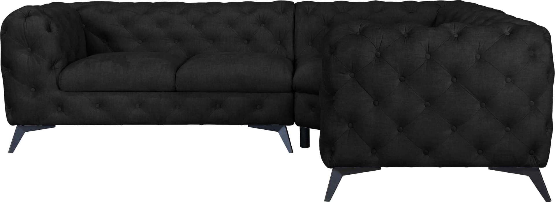 Home Affaire Chesterfield Ecksofa L-Form Grau Samtoptik