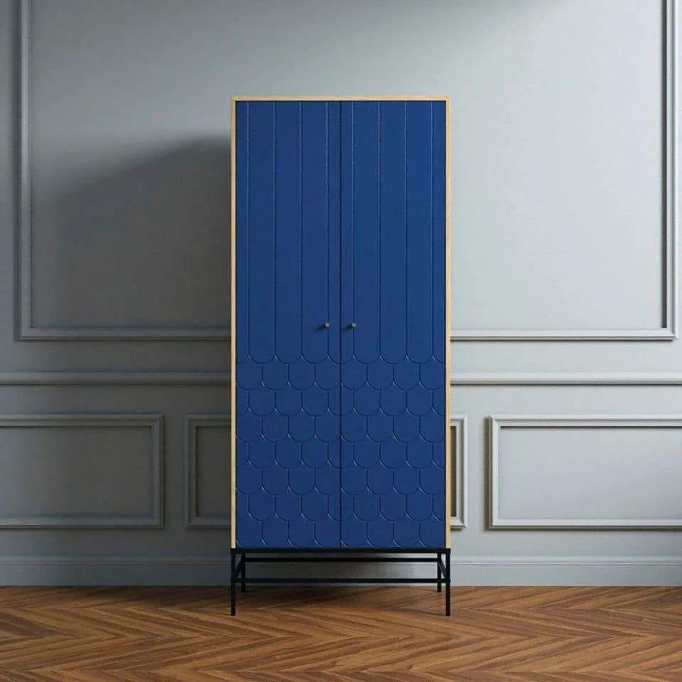 Andas Drehtürenschrank Dunkelblau mit Soft-Close und FSC-Zertifizierung