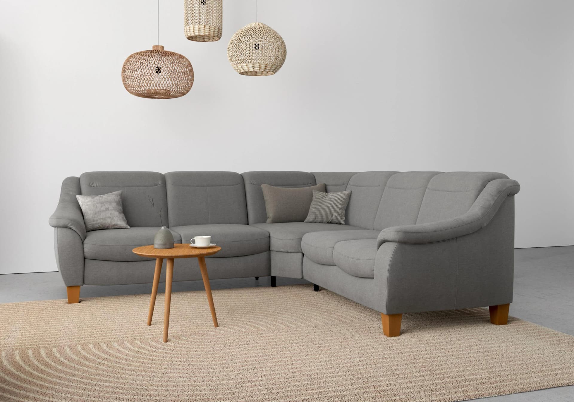 HOME AFFAIRE Ecksofa Caldera L-Form Grau mit Kopfteilverstellung