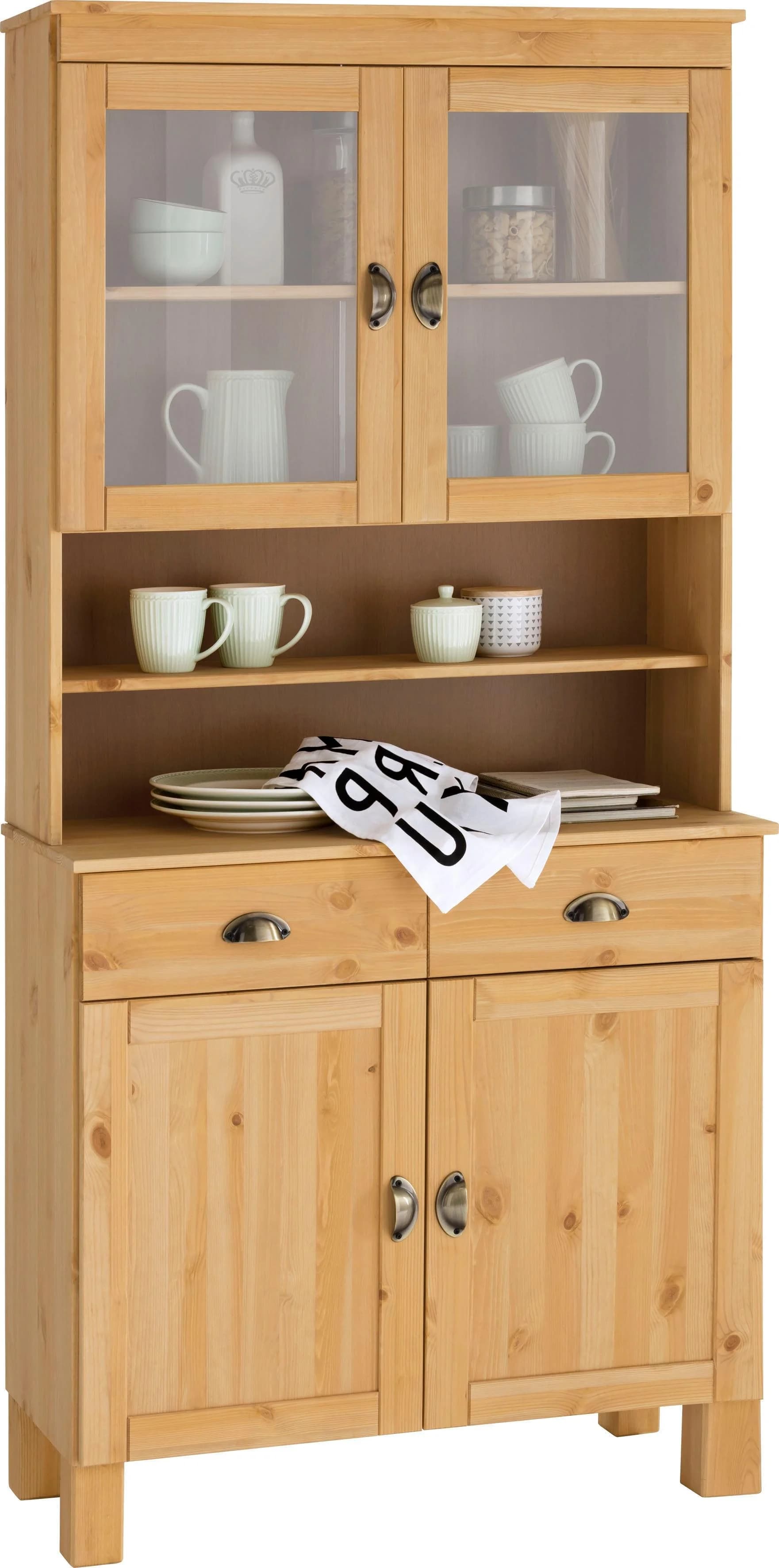 Home Affaire Oslo Küchenbuffet Massivholz Beige Glastüren