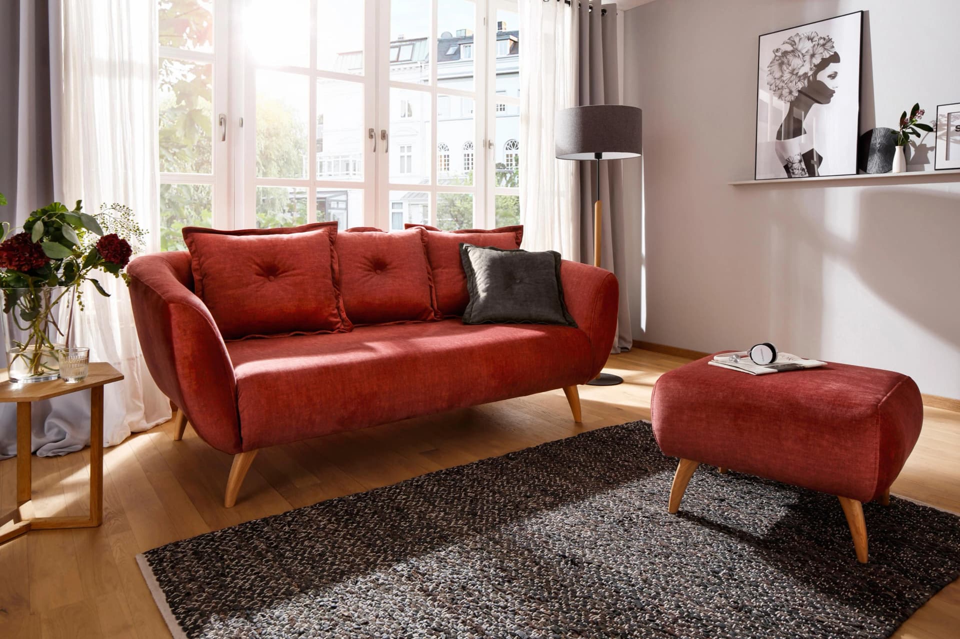 Home Affaire Baggio 2,5-Sitzer Sofa Koralle Velours